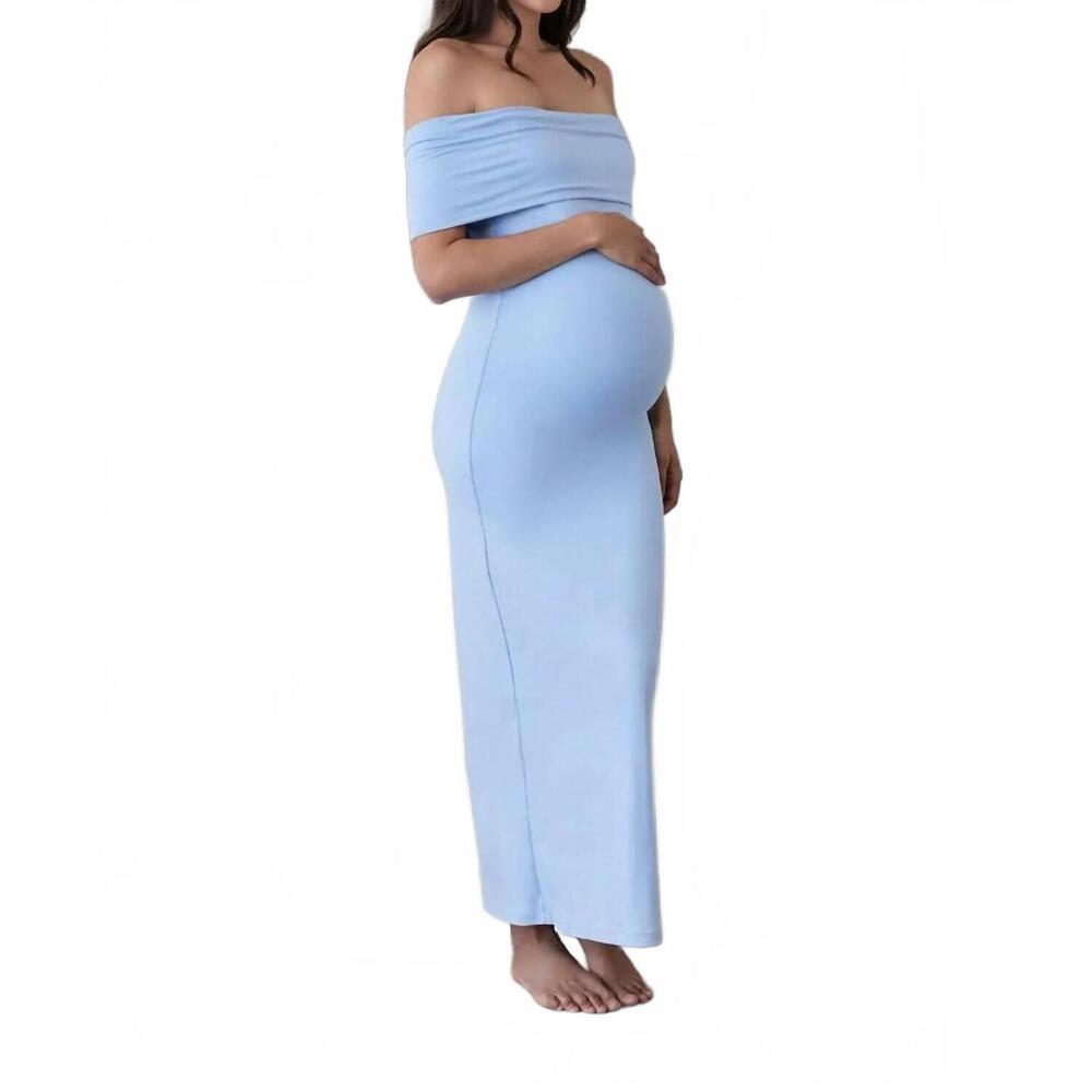 NEW BUMPSUIT the bianca maternity dress in powder blue